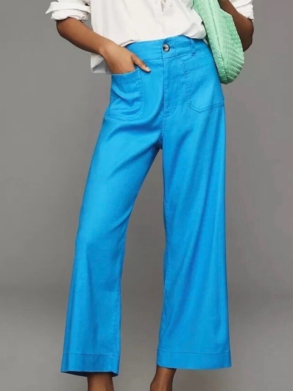 Maeve Anthropologie The Collette High Waisted Crop Pants Blue Size 24